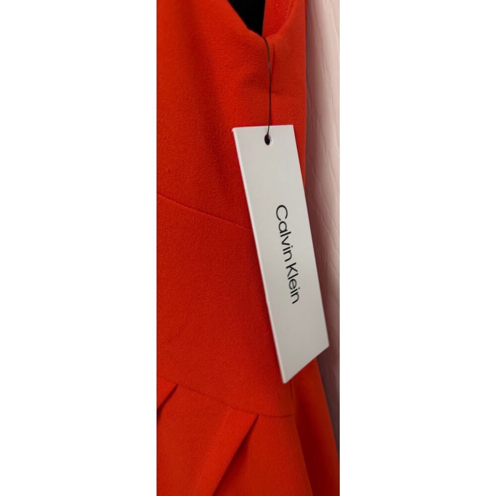 Calvin Klein Women Dress Sheath Size 4 Women Sleeveless Stretch Orange NWT New - Picture 4 of 8